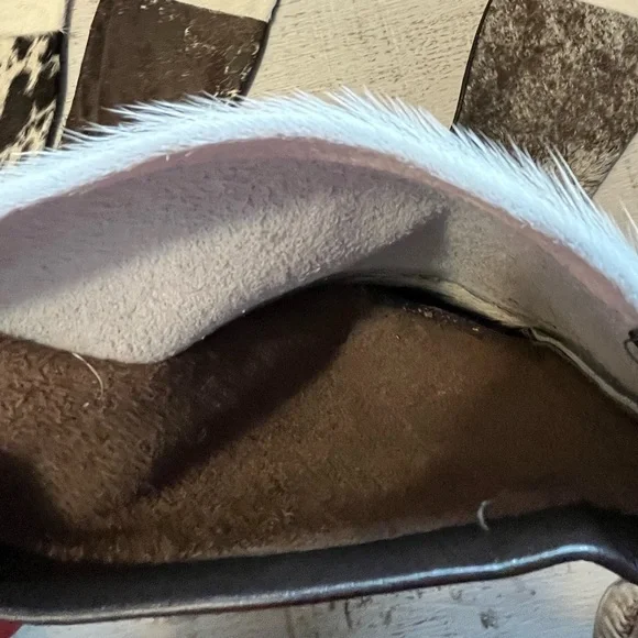 Genuine cow hide leather and fur handmade Christmas Stockings - Picture 15 of 15